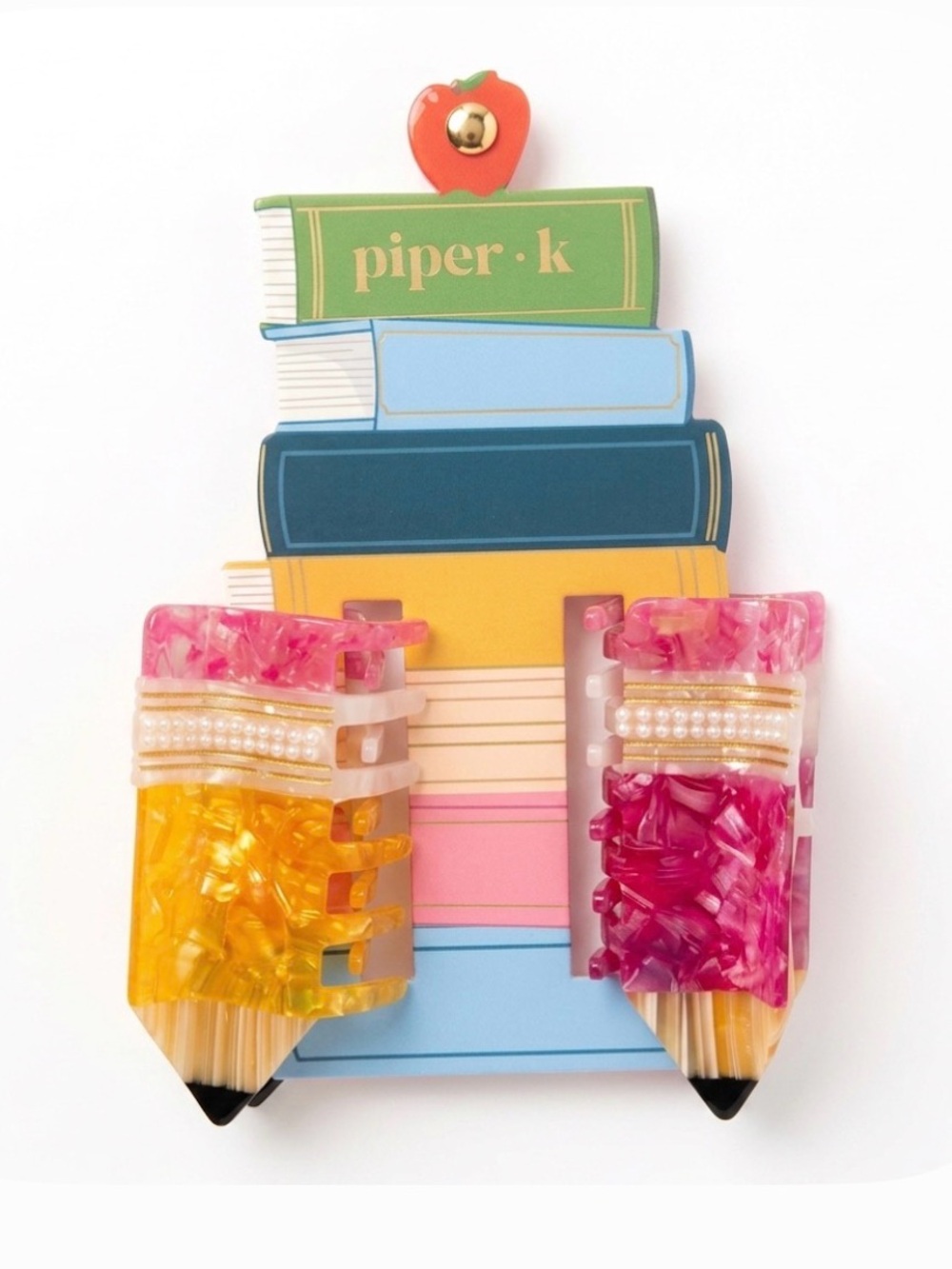 NWT  🩷✏️💛 Piper K Back to school pencils shaped hair claw clips set of 2